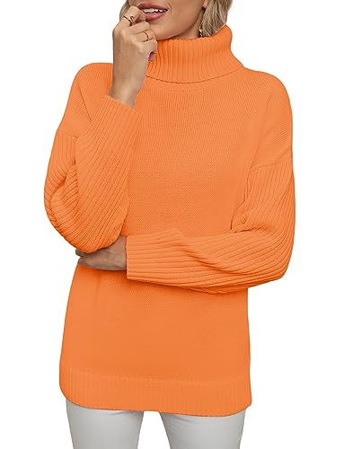 Jouica Women 2025 Fall Casual Turtleneck Batwing Sleeve Chunky Oversized Ribbed Knit Tunic Sweaters Pullover2