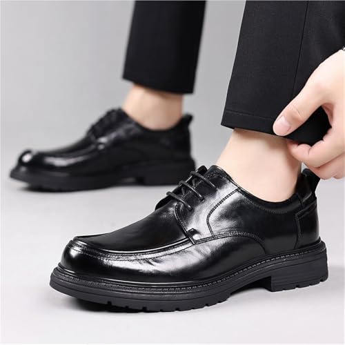 Men's Genuine Leather Derby Shoes Chunky Sole Breathable Business Formal Casual Dress Shoes Comfortable4