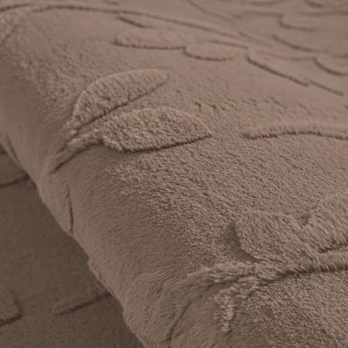 Image of HOMETHREADS Premium Plush Soft 2-Layer Faux Rabbit Fur Embossed Carpet, Washable Area Rug with Anti-Skid Backing for Living Room, Bedroom, Hall & Office, Ultra Soft Floor Carpet(Khaki, 3' x 5' Feet)