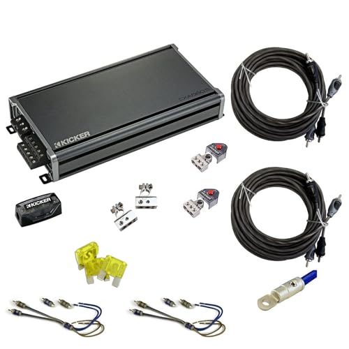 Kicker 44KXA8005 Car Audio 5 Channel Amp KXA800.5 & 4 GA Amplifier Accessory Kit Bundle