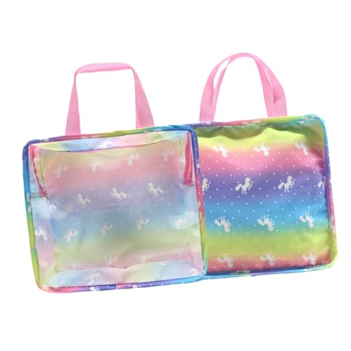 LABRIMP 2 Stück Teiliges Einhorn Puppentaschen Leichte Handtaschen mit Großem Fassungsvermögen Tragbar für Puppenzubehör Puppenkleidung Reise Aufbewahrungstasche für Puppen