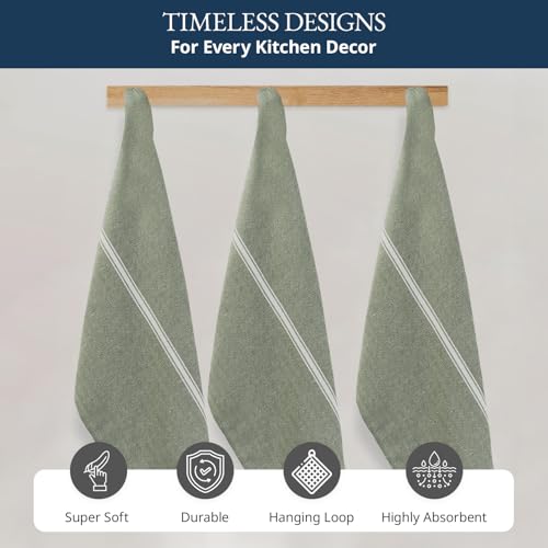 Image of LANE LINEN Kitchen Towels Set - 100% Pure Cotton Dish Towels for Kitchen, Super Absorbent Kitchen Hand Towel, Tea Towels, Soft & Durable Dish Cloths, Pack of 6 - 15 inchx25 inch, Olive