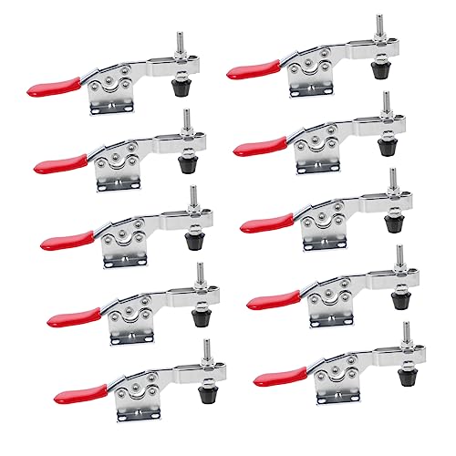 UPKOCH 10pièces Pinces Loquet Bascule Métalliques Serrage Horizontal Ajustables Avec Poignée Antirouille Pour Établi Et Outillage