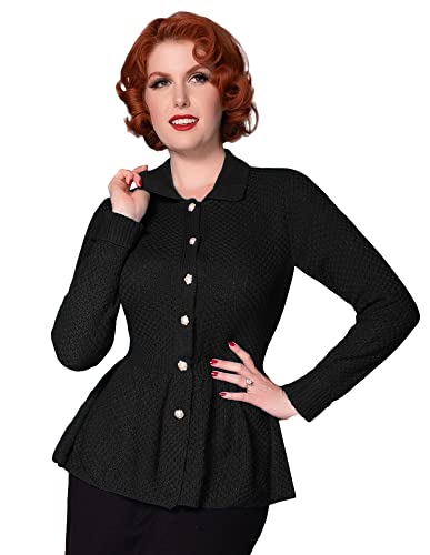Women's Peplum Top Elegant Long Sleeve Blouse Tops, Black #TOP3