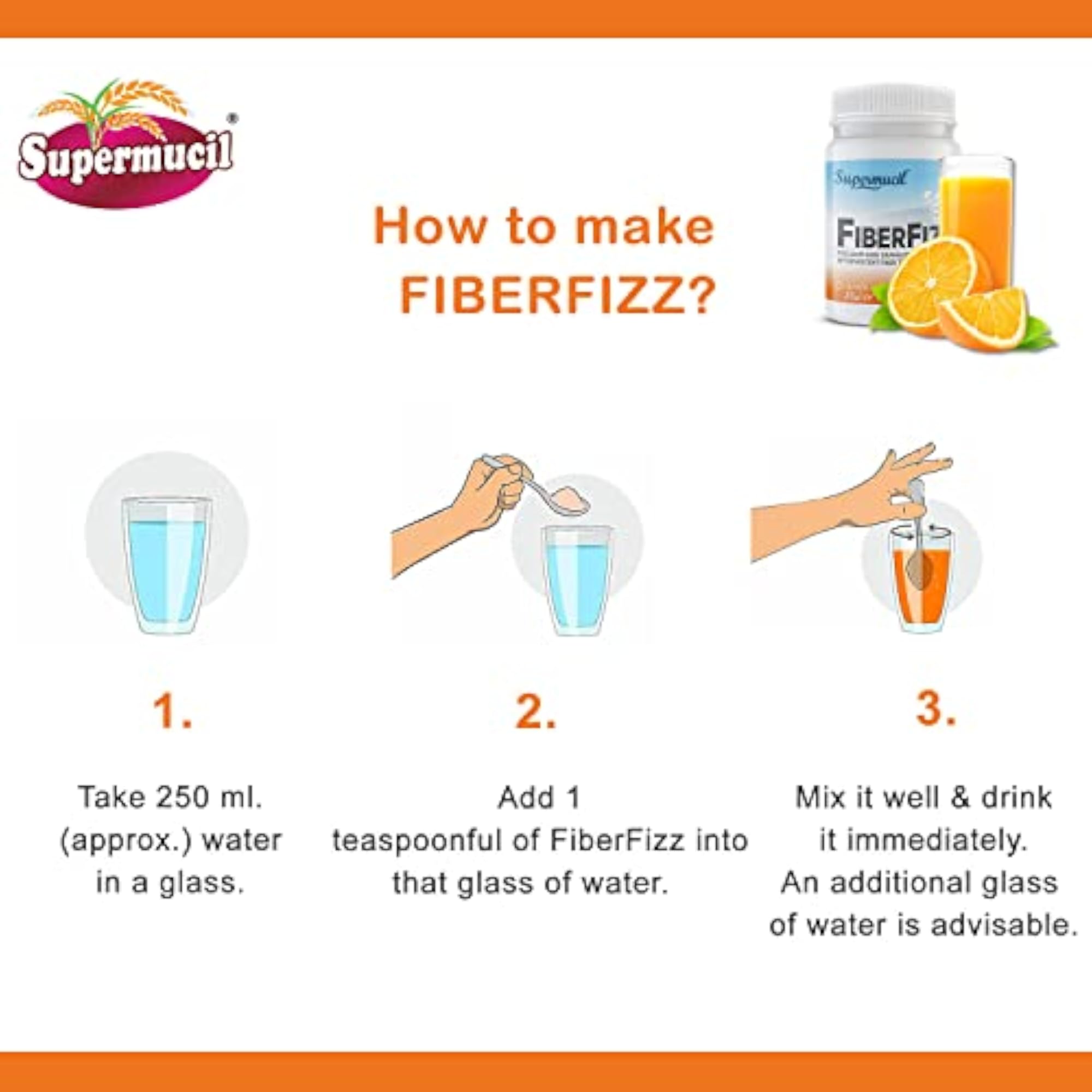 SUPERMUCIL FiberFizz: Psyllium Effervescent - 300 Gms