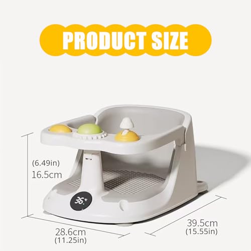 Siège de bain bébé dès 6 mois avec dossier ergonomique et thermomètre intégré