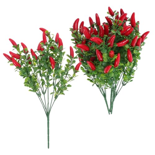 Piments artificiels réalistes en plastique x5 à poser en centre de table