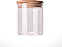 Vista 2 de Tarro de almacenamiento de vidrio sellado con tapa de bambú, recipiente de alimentos para té, granos de café sueltos y almacenamiento de granos