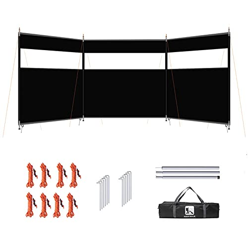 Parabrisas portátil para camping, playa, cortavientos, con ventana, para exteriores, para camping, playa, jardín, picnic, 440 x 130 cm