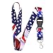 Lanyard-Lanyards for Women/Men-ID Lanyard-Key Lanyard-University Lanyard -Premium Soft Silky Wide Strapped Beautifully Printed Lanyard with Safe Removable Buckle & Spring Clip (USA Flag)