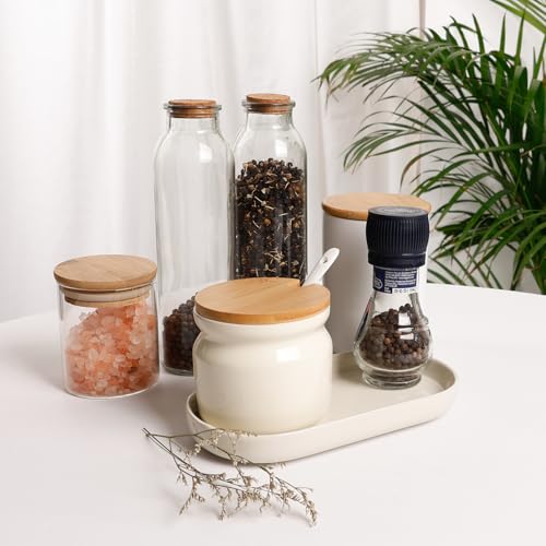 Autumnlife Badezimmer Tablett Dekotablett, Keramik Deko Ablageschale Kleines Oval Tablett für Toilette und Waschtisch Badewanne Küchenspüle - Cremeweiß