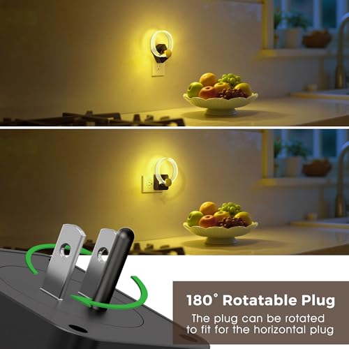 Image of L LOHAS LED Night Lights Plug into Wall, Changing RGB Night Light with Dusk to Dawn Sensor, 180 Rotatable Acrylic Nightlight Plug in Wall for Halloween, Christmas, Holiday, Hallway[2 Pack]