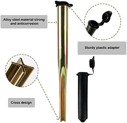 BILPHUN Washing Line Spike with Adapter (32mm and 40mm), Heavy Duty Metal Ground Spike for Rotary Washing Line