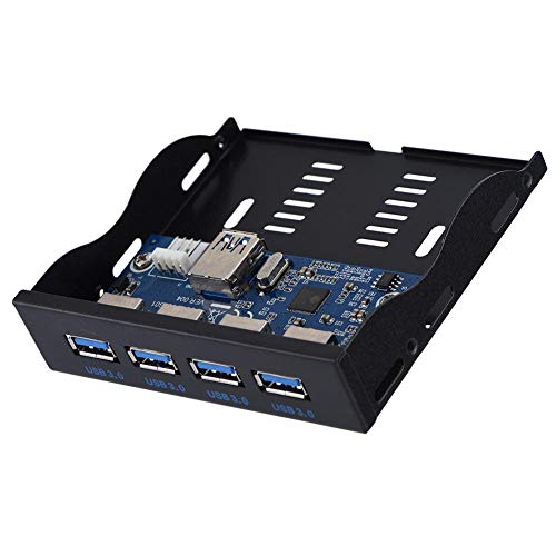 Hub USB en façade, Disque USB3.0 Panneau Avant Baie de Disquette 3,5 '', Interface 19 Broches sur 4 Hub USB3.0, Plug and Play, Fonctionne avec la Carte mère ou la Carte de Montage avec USB3.0