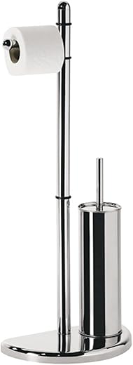 GEDY Hibiscus Colonna bagno porta rotolo + scopino bagno, Cromato, Set per...