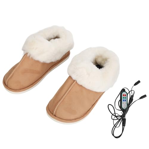 Nutriess Pantoufles Chauffantes USB 1 Paire 3 Niveaux de Température Réglable Chauffage des Pieds Chaussures Chaudes Coussin Chauffant en Coton Doux...