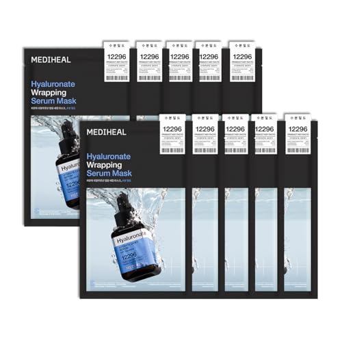 Image of MEDIHEAL Wrapping Serum Mask [Hyaluronate] Hydrate Dewy - Deep Moisture Recharge with 99% Pure Low-Molecular Hyaluronic Acid, Squalane & Panthenol - 72H Lasting Hydration (10 Sheets)
