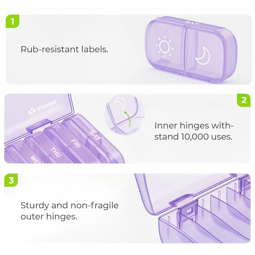 Image of AUVON Weekly Pill Organizer 2 Times a Day, One-Sided Opening, Easy to Use