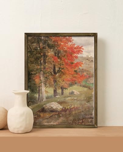 Poster automne et arbres n°1 cadre bois durable 30 x 40
