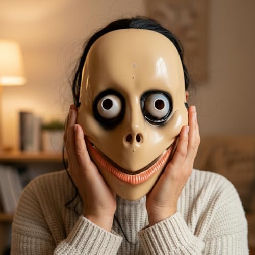 Image of eCraftIndia Brown Horror Scary Mask Perfect For Cosplay Halloween Holi and Kids Horror Theme Pary Scary Haunted Face Mask