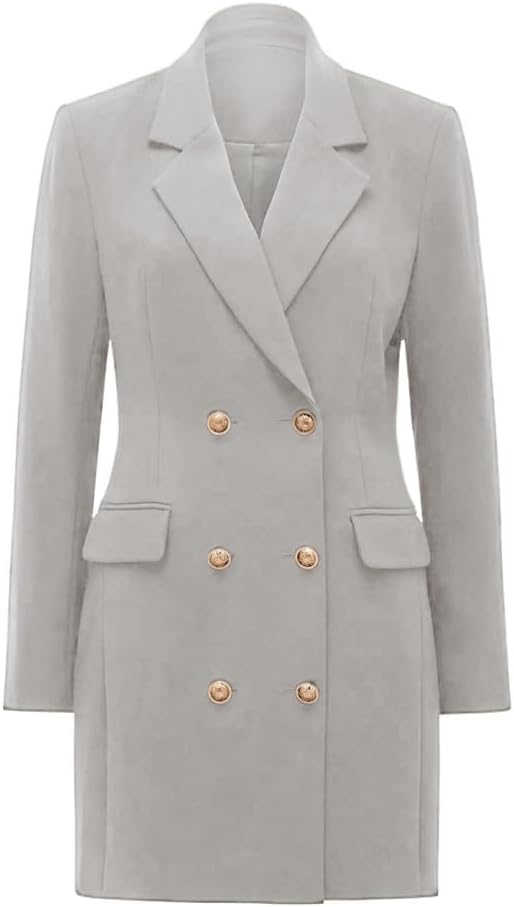 Womens Blazer Dress Double Breasted Work Business Jacket Dresses Casual Professional Outfits