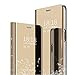 Produktbild cookaR Oppo Find X2 Pro Hülle Spiegel Schutzhülle Flip Handy Case mit Standfunktion Handyhülle Tasche für Oppo Find X2 Pro Smartphone,Gold