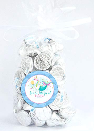 Magical Mermaid Unicorn Valentine Party Favor Sticker Labels, 40 2" Party Circle Stickers By Amandacreation, Great For Classroom Valentines, Envelope Seals, Gifts & Treats #TOP3