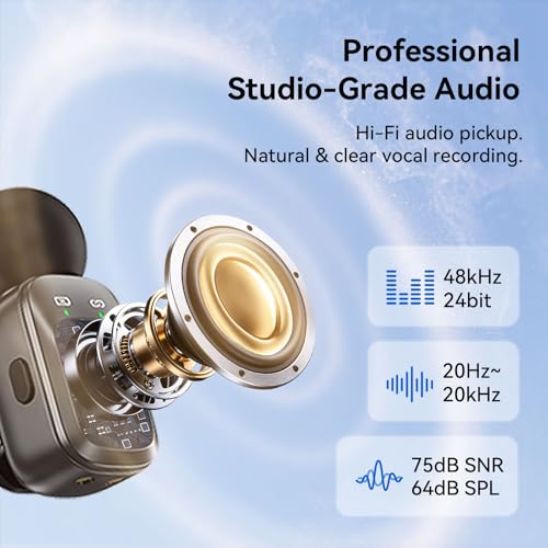 Snapgear Mic Mini Wireless Microphone for iPhone/Android, 2TX+2RX, 3 Al Voice Modes, 30H Battery for Vlogging & Streaming, 48kHz/24bit, Includes USB-C & Lightning Receivers for TikTok, YouTube — view 6