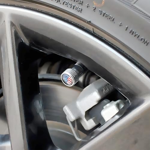 Zipelo Ameican Flag Car Valve Stem Caps, Dust Proof Alloy Vehicle Tire Air Protection Cover, Patriotic Automotive Wheel Rim Protector Accessories, Universal for Bikes, Motorcycles, Sedans (Silver) - Thumbnail 3
