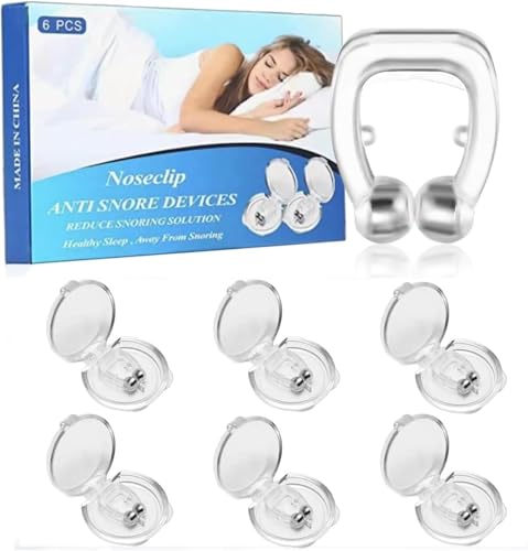Anti Snoring Devices 6 Pack Magnetic Anti Snore Nose Clip Snore Stopper Snoring Relief Reusable Nasal Dilators for Men/Women Removal of Noise While Sleeping