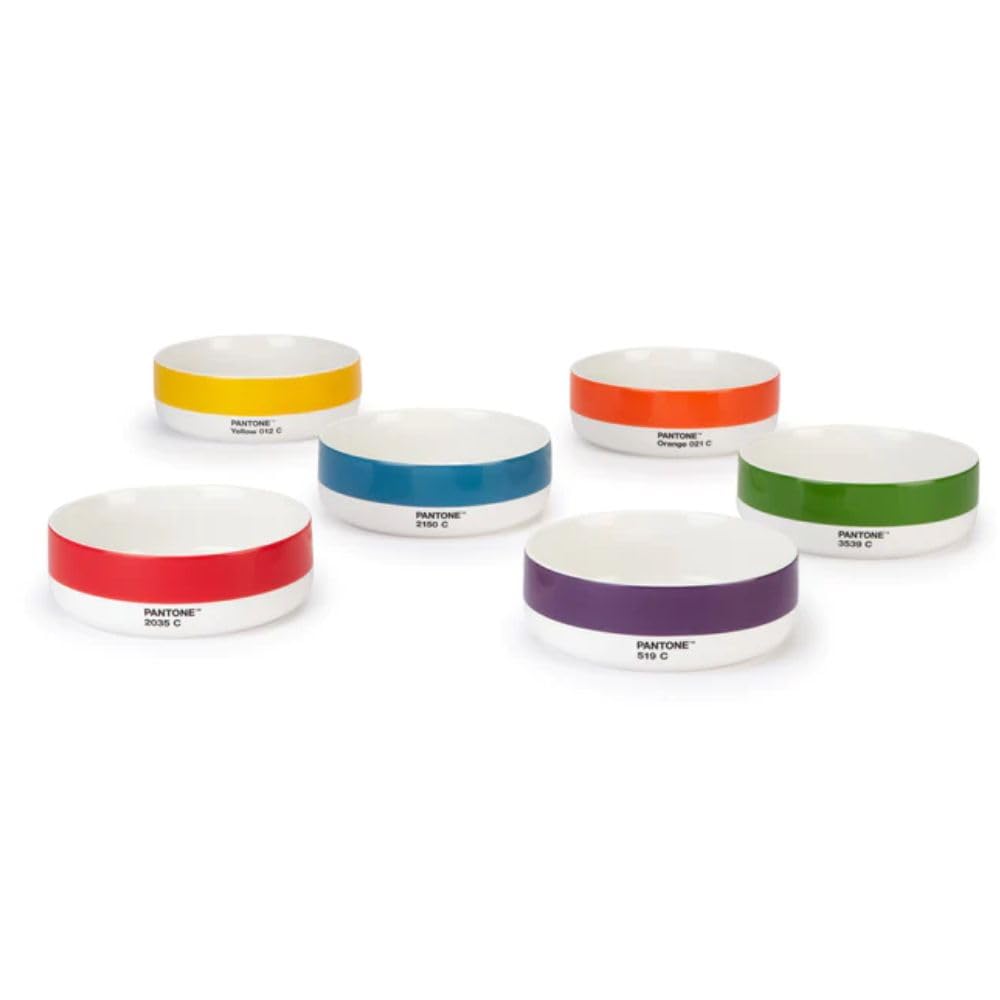 Copenhagen Design PANTONE Porzellan Schale, 6er Geschenkbox Farben, Yellow 012, Orange 021, Red 2035, Green 3539, Blue 2150, Violet 519