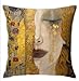 jonycm Couvre-oreillers colorés The Kiss de Gustav Klimt Couvre-Coussins Housses carrées Taille Imprimé Taie d'oreiller décoratif 45X45cm
