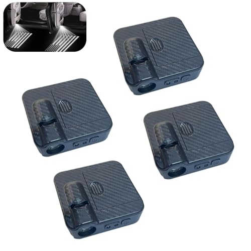 Qurbuns 4 PCS Car Door Welcome Lights, Automotive Sill Decorative Ambient Lights, LED Projector Door Step Light with American Flag Pattern, Universal for Most Cars (Black)