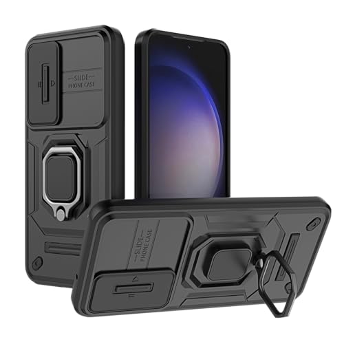 Image of SHINESTAR Tough Armor Samsung S23 5G Bumper Back Case Cover | Ring Holder & Sliding Camera Shield Cover | 360 Degree Protection Back Case Cover for Samsung Galaxy S23 5G (Black)
