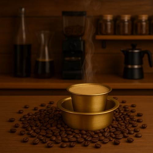 Image of TGL Co. Brass Filter Coffee Dabara & Tumbler Set-150ml | Traditional South Indian Pital Coffee Cup Set | Tumbler For Serving Filter Coffee & Tea | Authentic Filter Kaapi Experience
