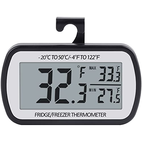 Aevete Refrigerator Thermometer Digital Fridge Thermometer For Freezer With Magnetic Back Large Lcd, No Frills Easy To Read (Black) #TOP13