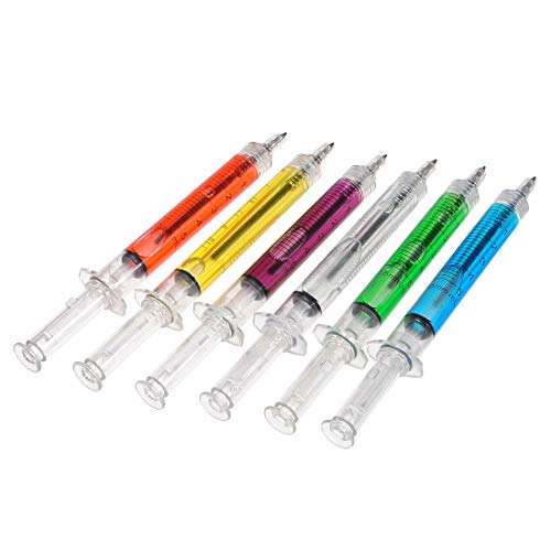 6 bolígrafos con forma de jeringa, punta de bola, bolígrafo de escritura de oficina, bolígrafos de moda para enfermeras de hospital, color al azar Cover