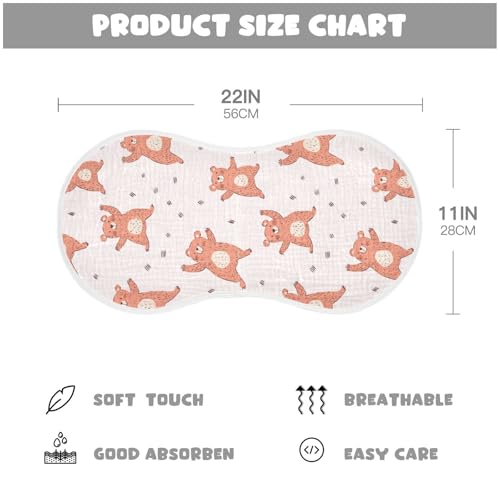 vvfelixl Muslin Burp Cloths Cute Pink Dancing Bear Baby Washcloths for Baby Girl Boys 2 Pack2