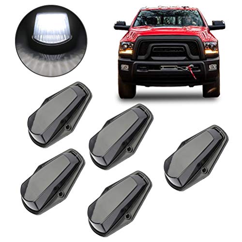 cciyu 5pcs Roof Running Light Cab Marker Light Black/White LED with Base Housing For Ford For F- 150 For F- 250 For F- 350 1980-1997 Super Duty Pickup Trucks