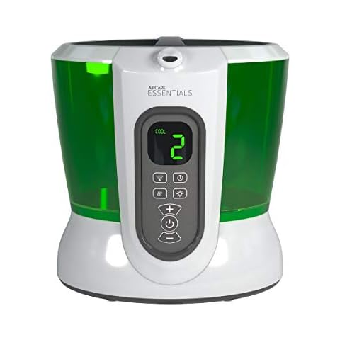 AIRCARE duet 1.2 gallon ultrasonic whisper quiet warm and cool mist humidifier for large bedroom or baby nursery with coverage up to 700 square feet. (Green) Cover
