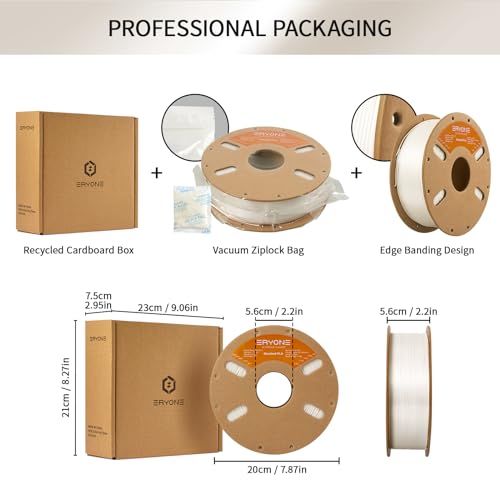 Image of ERYONE PLA Filament 3D Printer PLA Filament 1.75mm + /- 0.03mm, PLA Filament 1KG Cardboard Spool(2.2LBS), Ivory White