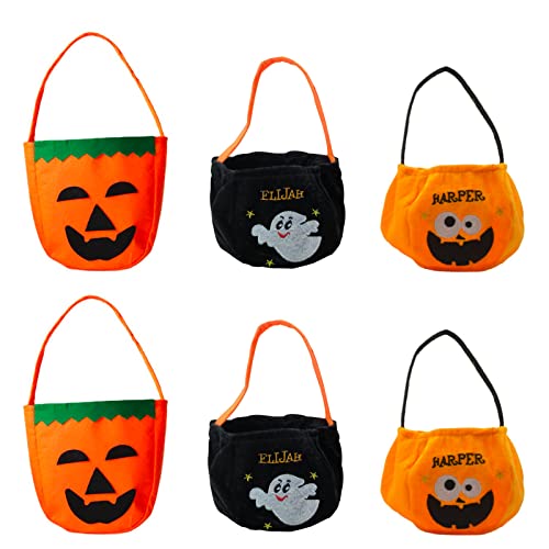 HIUOUIH Bolsa de Calabaza Halloween 6 Piezas Dulces Bolsas Chuches Truco o Trato Mano para Almacenamiento Niños Decoraciones Suministros Fiesta Cover