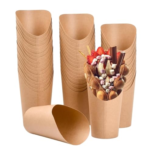 40 Piezas Cajas para Papas Fritas, 16Oz Envases Aperitivos Vasos Papel Kraft, Tazas de Charcutería, Soporte para Patatas Fritas Kraft,para Charcutería Bocadill Gofre Palomitas Postre Helado