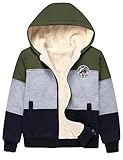 Gihuo Unisex Boy's Girl's Hoodie Sherpa Lined Jacket Zip Up Fleece Hooded Sweatshirt Winter Warm Coat Outerwear 4-12Y (US, Age, 9 Years, 10 Years, Army)