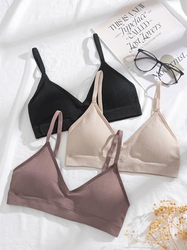 Women's 6 Piece Ribbed Knit Lingerie Sets Seamless Wireless No Show Bra and Panty Thong Sets Matching Underwear Sets3