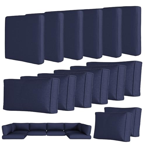 Aoxun 14-Piece Outdoor Cushions Covers with Zippered and Anti-Slip Dot, Patio Cushion Covers Replacement for Outdoor Furniture, Washable Reusable Couch Protectors, Navy Blue (Covers Only) by Aoxun - Used condition - US$46.37