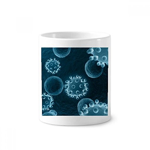 Porte-brosse à dents motif cellulaire bleu en céramique blanche et tasse de bureau 350ml