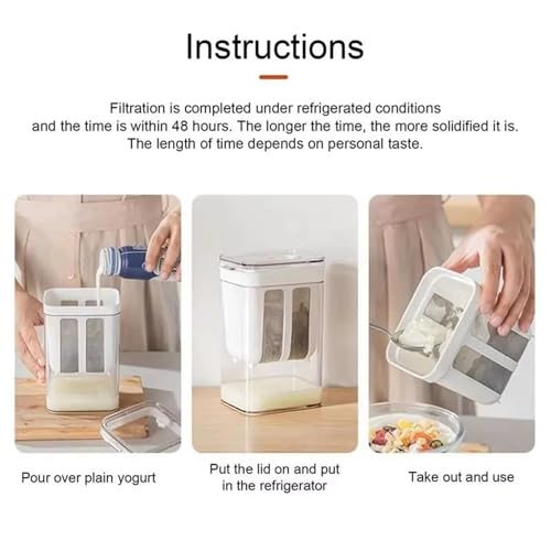 Filtre à yaourt 1100 ML avec passoire fine et boîte transparente pour cuisine - Lot de 4 - 6
