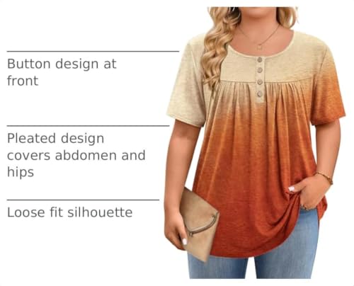 Image of IN'VOLAND Plus Size Tops for Women Short Sleeve Shirts Dressy Casual Tunics