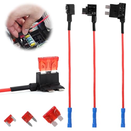 EASONGEE 3 Set Circuit Fuse Tap, 3 Types Small Mini Adding a Circuit Adapter Car Fuse Tap Kit, Low Profile Tap Adapter Piggy Back Blade Fuses Holder, Fuse Taps Set for Trucks Cars Boats, 12V, 10A - Image 3